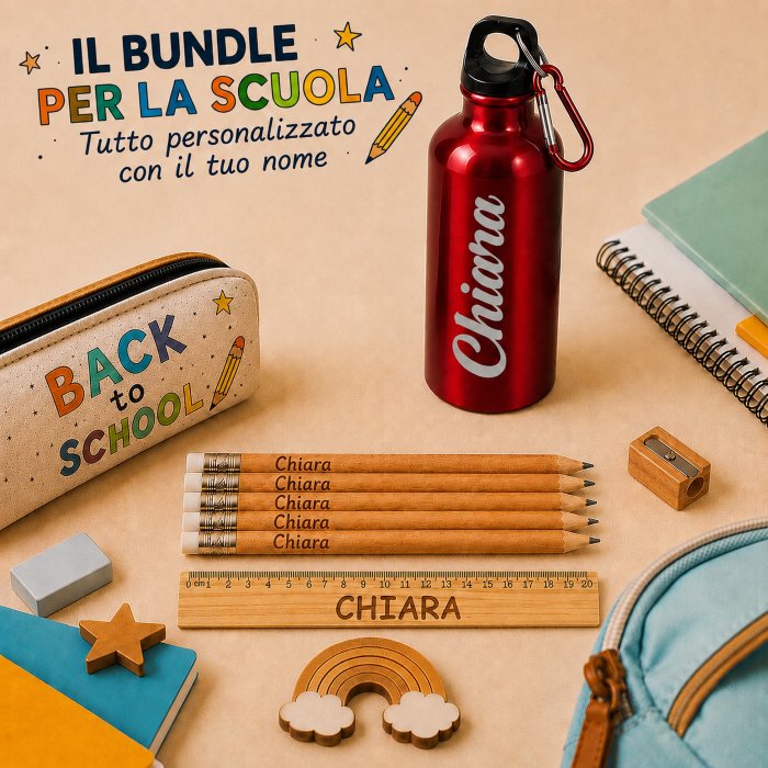 Bundle Kit Matite+Righello+Borraccia Personalizzati