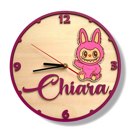 Orologio da parete LABUBU FUCSIA - Personalizzato con NOME