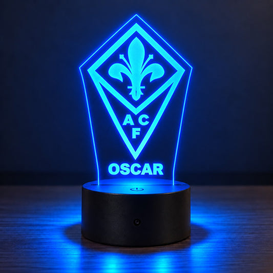 Lampada Led Calcio - FIORENTINA - Personalizzata con NOME