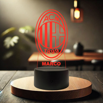 Lampada Led Calcio - MILAN - Personalizzata con NOME