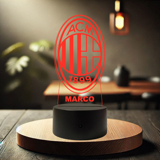 Lampada Led Calcio - MILAN - Personalizzata con NOME