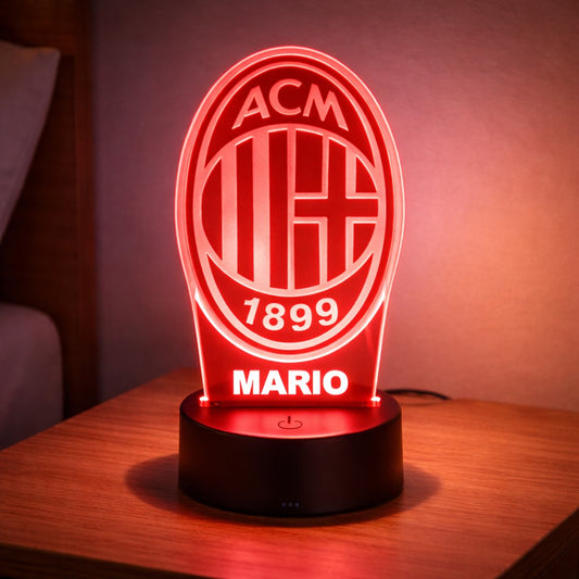 Lampada Led Calcio - MILAN - Personalizzata con NOME