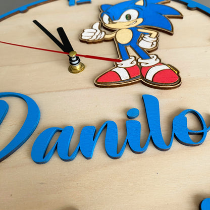Orologio da parete Sonic - Personalizzato con NOME