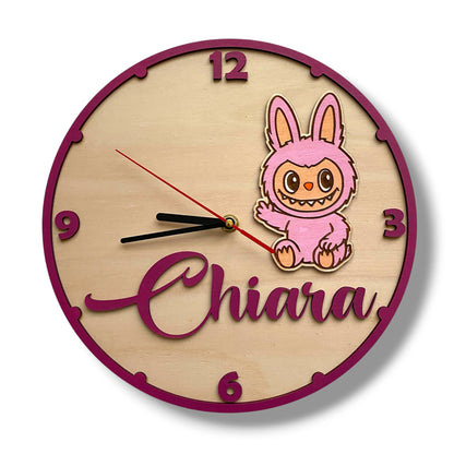 Orologio da parete LABUBU ROSA - Personalizzato con NOME