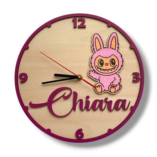 Orologio da parete LABUBU ROSA - Personalizzato con NOME