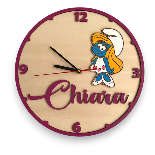 Orologio da parete Puffetta - Personalizzato con NOME