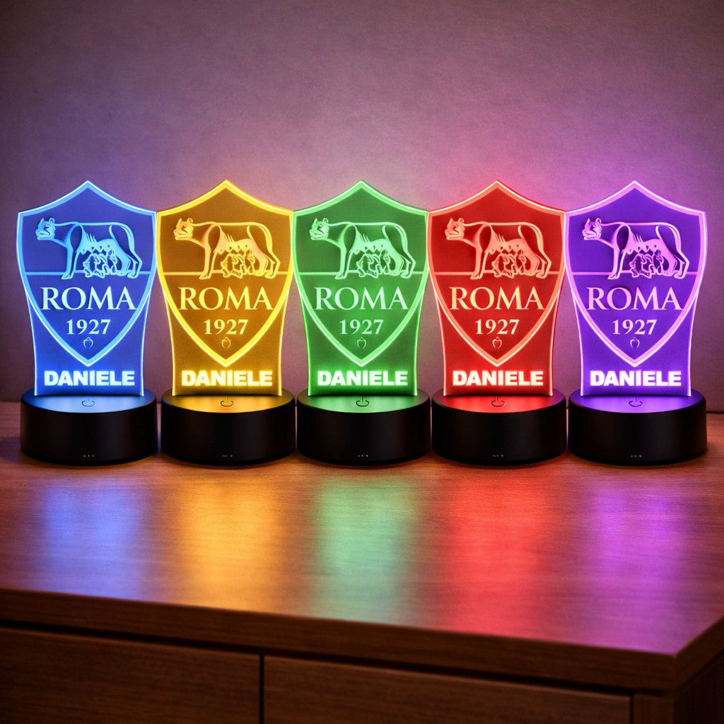 Lampada Led Calcio - ROMA - Personalizzata con NOME