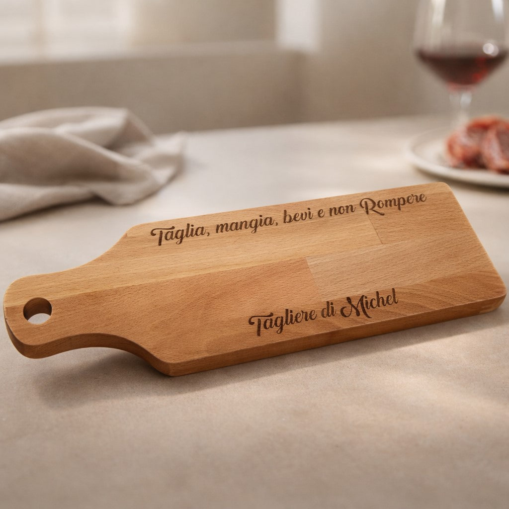 Tagliere Artigianale in Legno Personalizzato con Incisione – Regalo Elegante Cucina