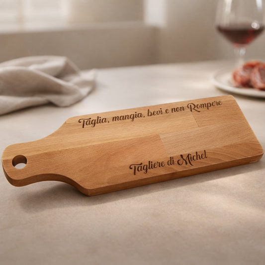 Tagliere Artigianale in Legno Personalizzato con Incisione – Regalo Elegante Cucina