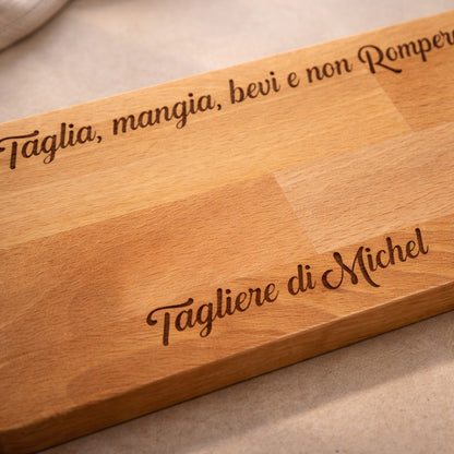 Tagliere Artigianale in Legno Personalizzato con Incisione – Regalo Elegante Cucina