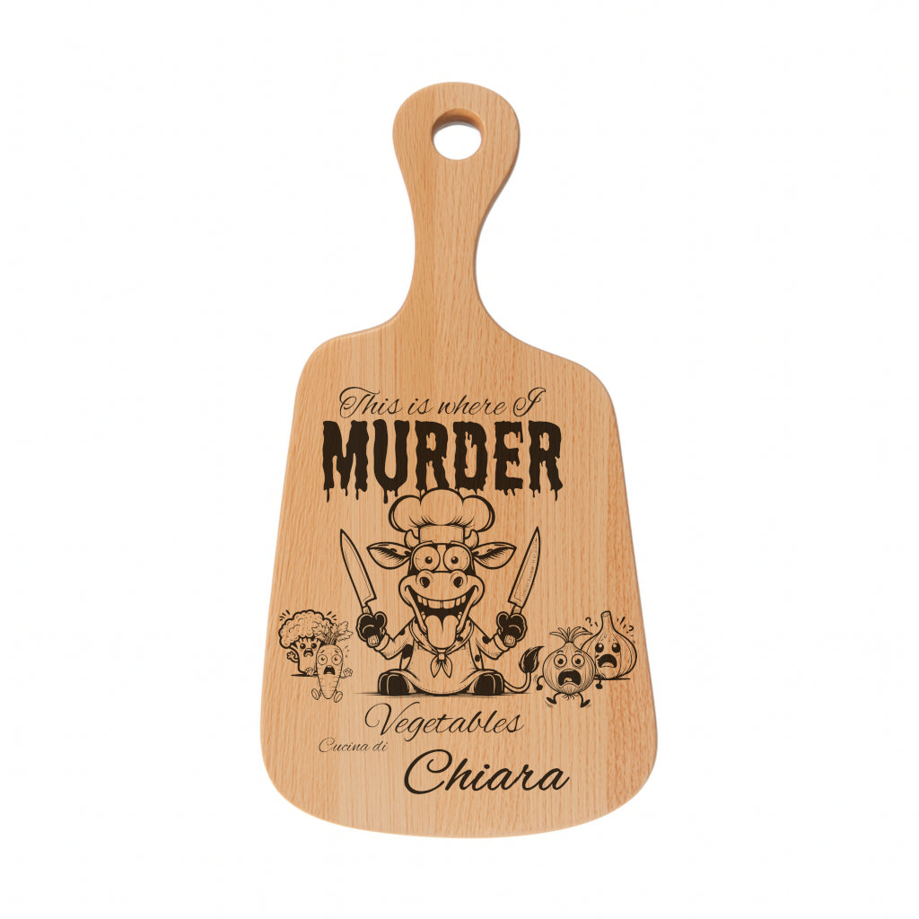 Tagliere in FAGGIO - Murder Mucca - Personalizzato (Art.10)