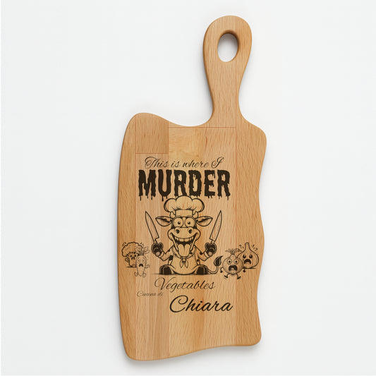 Tagliere in FAGGIO - Murder Mucca - Personalizzato (Art.37)