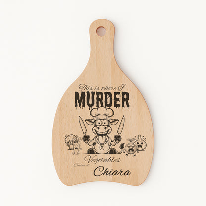 Tagliere in FAGGIO - Murder Mucca - Personalizzato (Art.50)