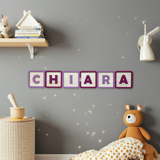 Lettera incorniciata Realizzazione NOME PERSONALIZZATO in legno