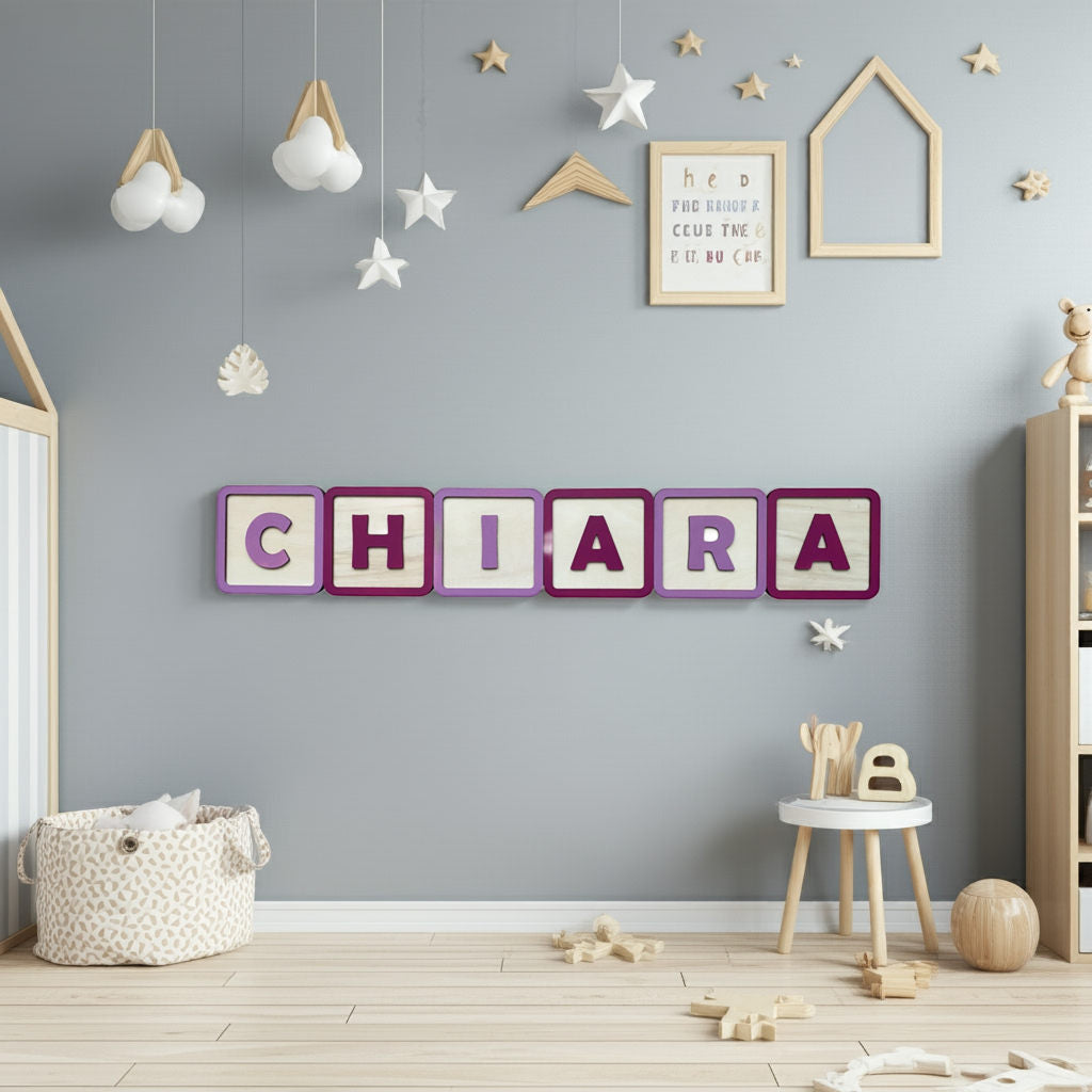 Lettera incorniciata Realizzazione NOME PERSONALIZZATO in legno