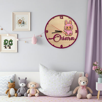 Orologio da parete LABUBU ROSA - Personalizzato con NOME
