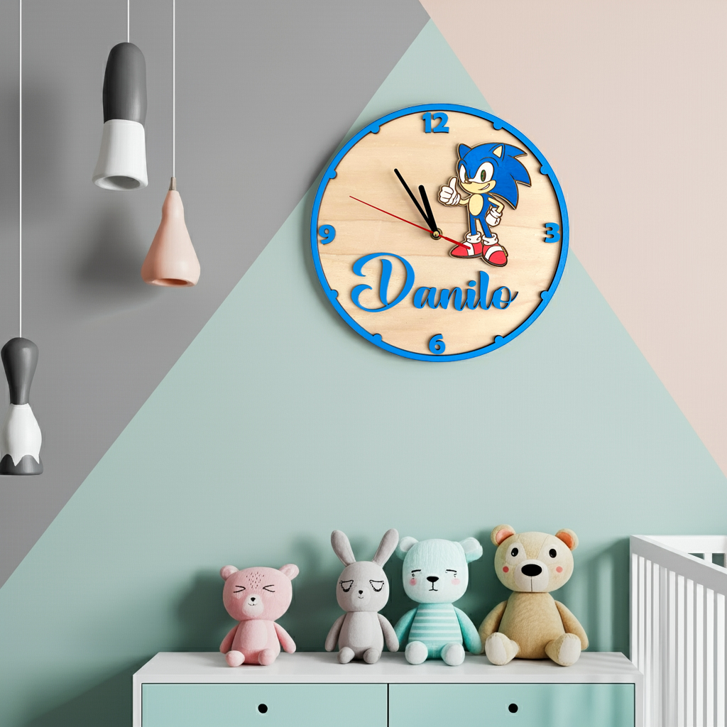 Orologio da parete Sonic - Personalizzato con NOME
